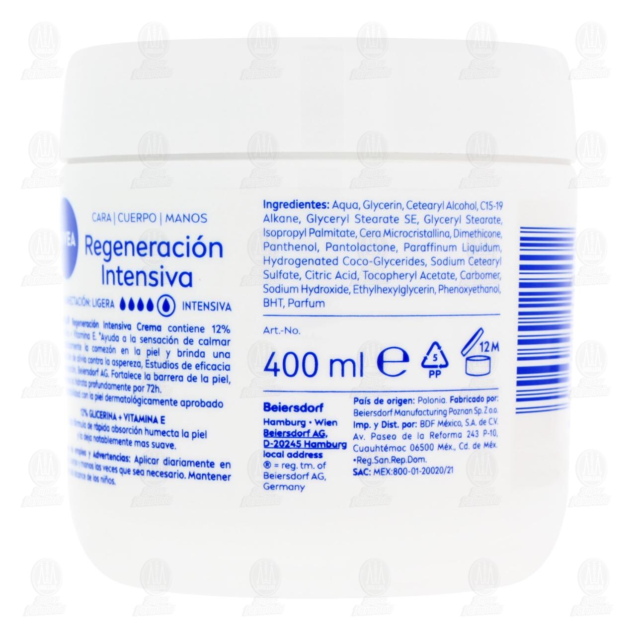 Nivea Crema Regeneraci&oacute;n Intensiva 12% Glicerina + Vitamina E, 400 ml. image number 2