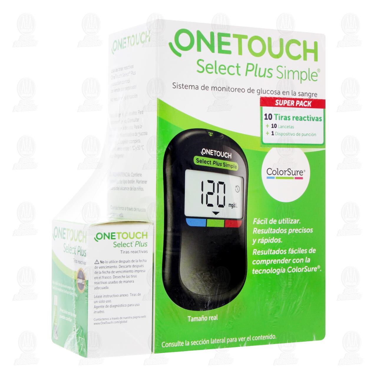Pack One Touch Select Plus Simple Dispositivo de Punción + 10 Tiras Reactivas + 10 Lancetas, 3 pzas.