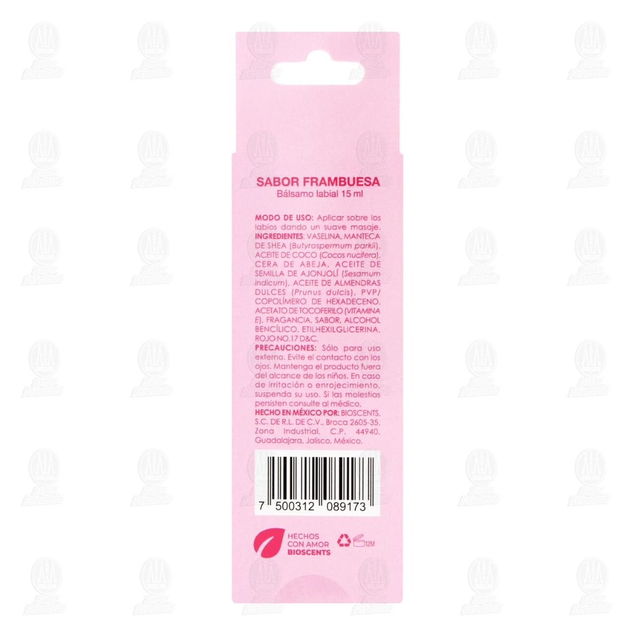 B&aacute;lsamo Labial Bioscents Sabor Frambuesa Textura Ligera y Humectaci&oacute;n, 15 ml. image number 2