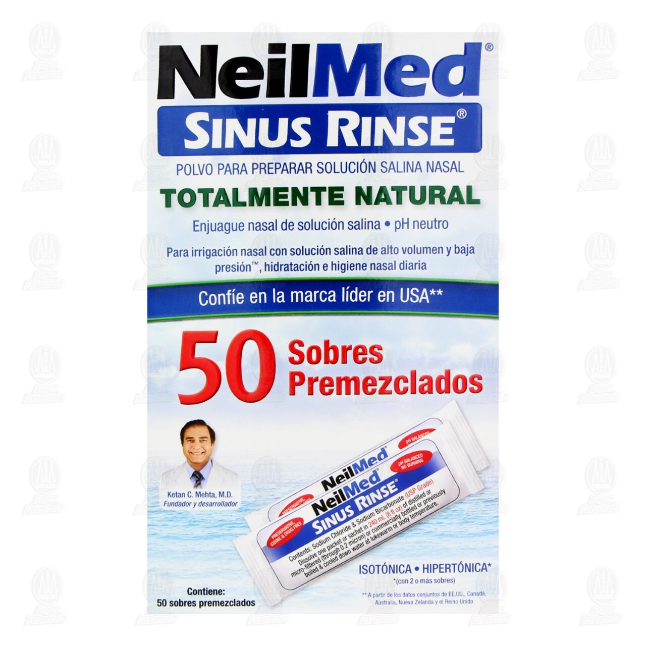Neilmed Sinus Rinse en Polvo para Preparar Soluci&oacute;n Salina Nasal, 50 Sobres Premezclados. image number 1