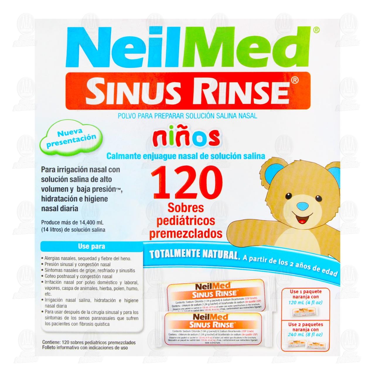 Neilmed Ni&ntilde;os Sinus Rinse en Polvo para Preparar Soluci&oacute;n Salina Nasal, 120 Sobres Premezclados. image number 1