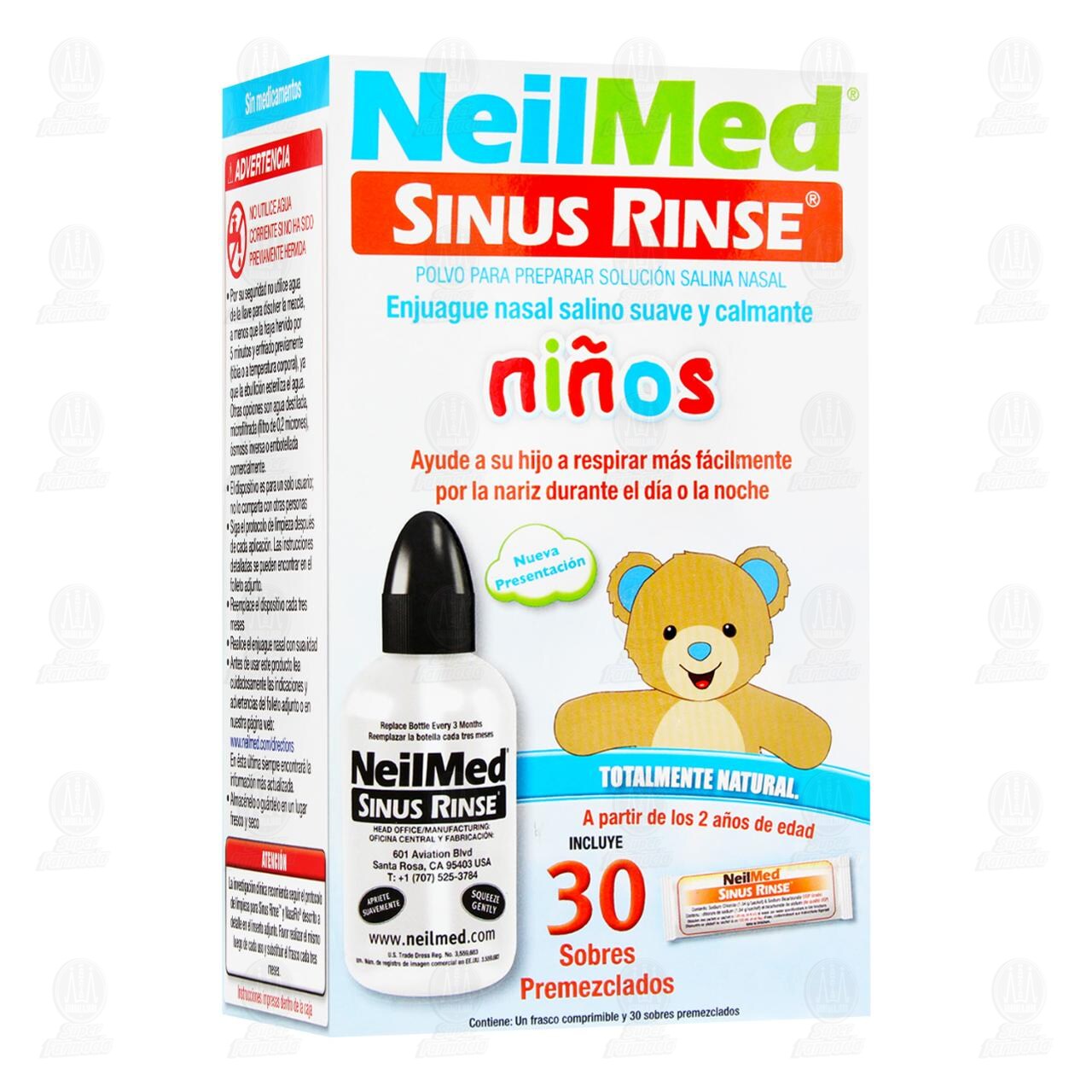 Neilmed Ni&ntilde;os Sinus Rinse en Polvo para Preparar Soluci&oacute;n Salina Nasal, Frasco Comprimible y 30 Sobres Premezclados. image number 0
