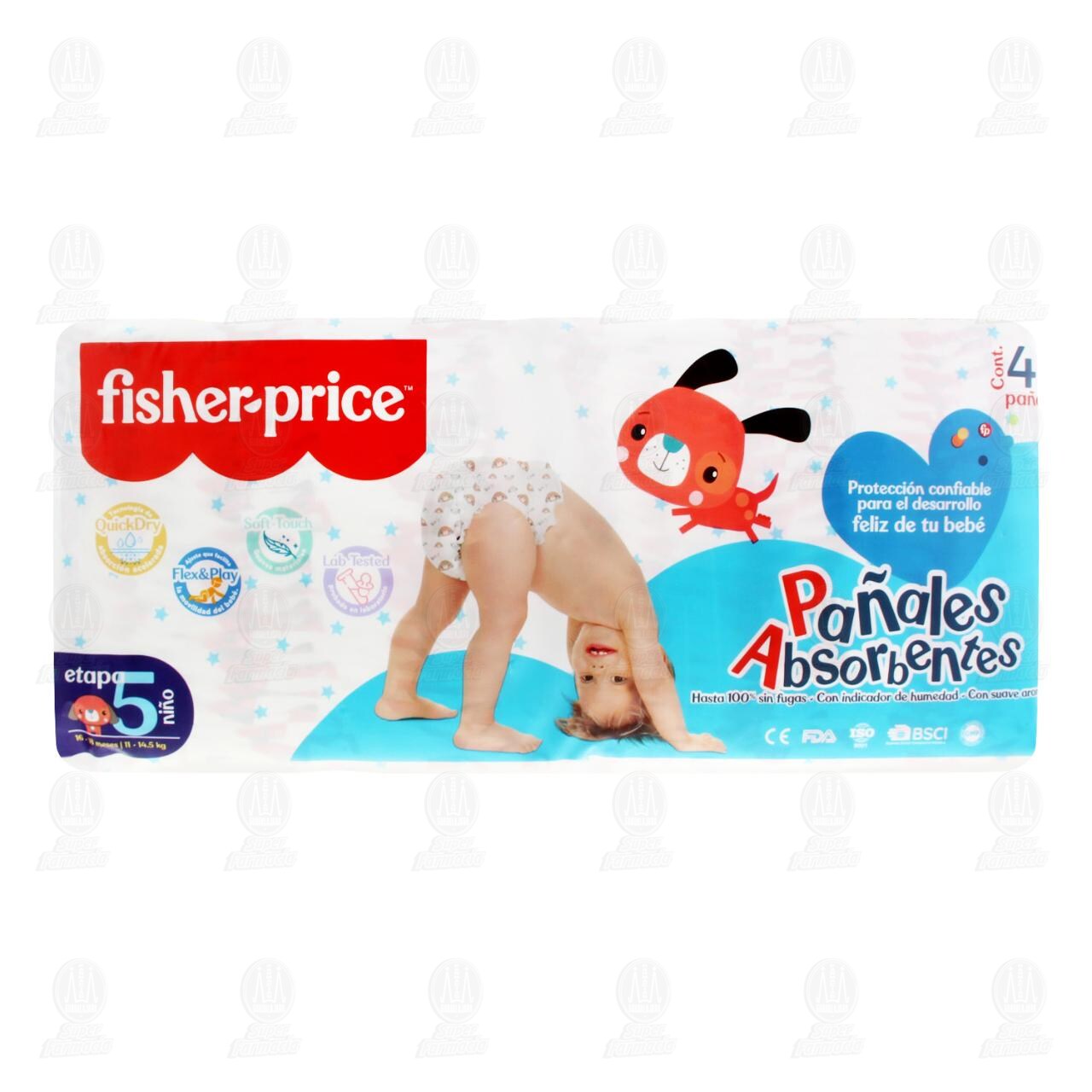 Pañales Fisher-Price Absorbentes Etapa 5 Niño, 40 pzas. image number 1