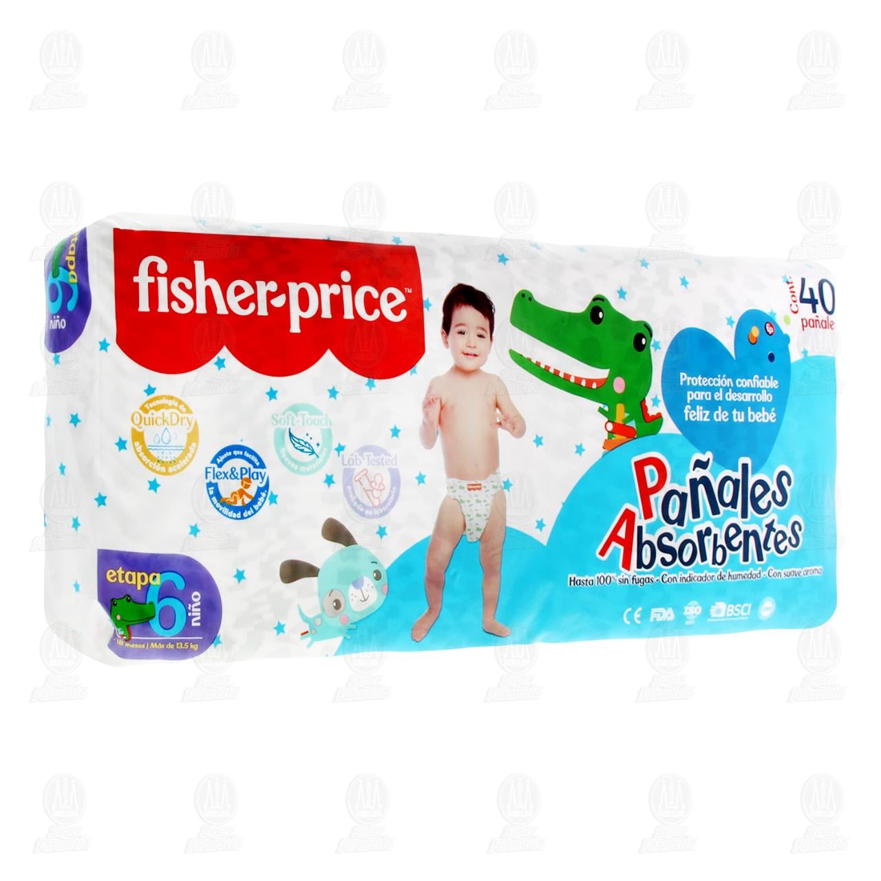 Imagen para Pañales Fisher-Price Absorbentes Etapa 6 Niño, 40 pzas.