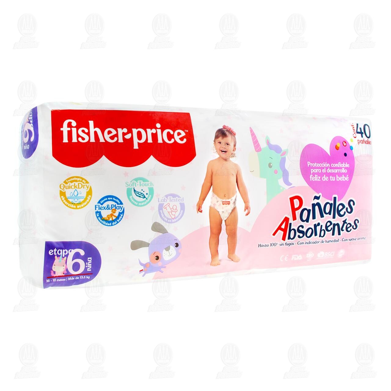Pa&ntilde;ales Fisher-Price Absorbentes Etapa 6 Ni&ntilde;a, 40 pzas. image number 0