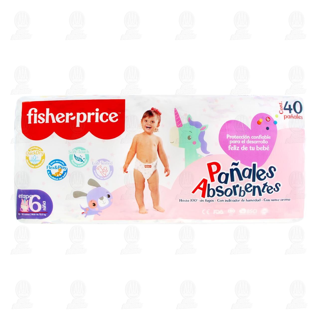 Pa&ntilde;ales Fisher-Price Absorbentes Etapa 6 Ni&ntilde;a, 40 pzas. image number 1