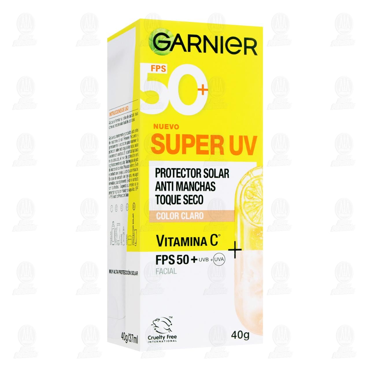 Protector Solar Garnier FPS 50+ Color Claro Anti Manchas Toque Seco, 40 gr.