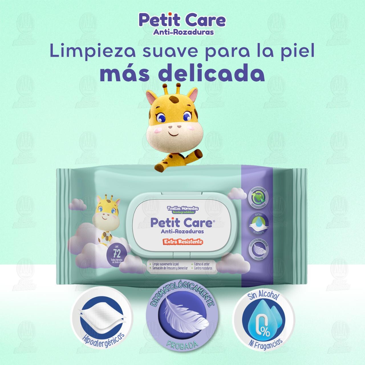 Toallas H&uacute;medas Petit Care Anti-Rozaduras, 72 pzas. image number 2