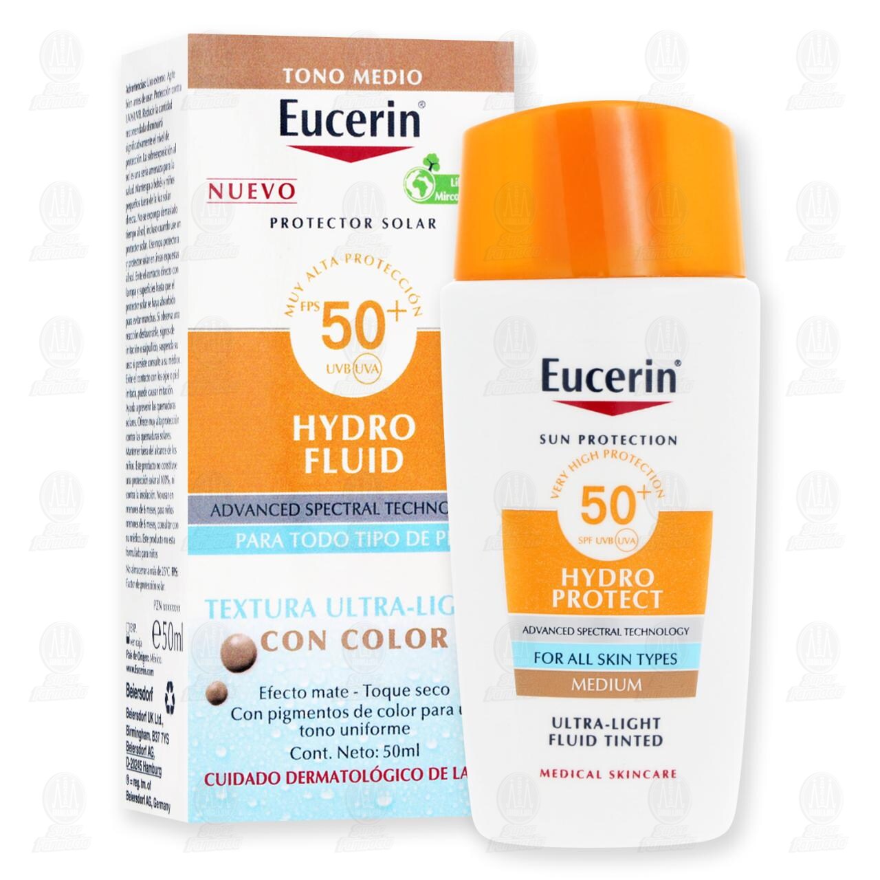 Eucerin Protector Solar Hydro Fluid Textura Ultra-Ligera Tono Medio FPS 50+, 50 ml. image number 3