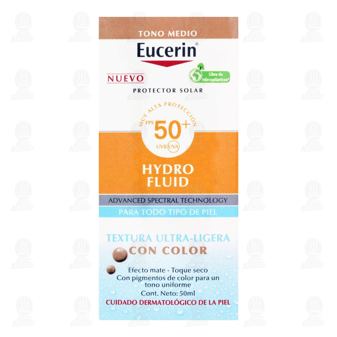 Eucerin Protector Solar Hydro Fluid Textura Ultra-Ligera Tono Medio FPS 50+, 50 ml. image number 1