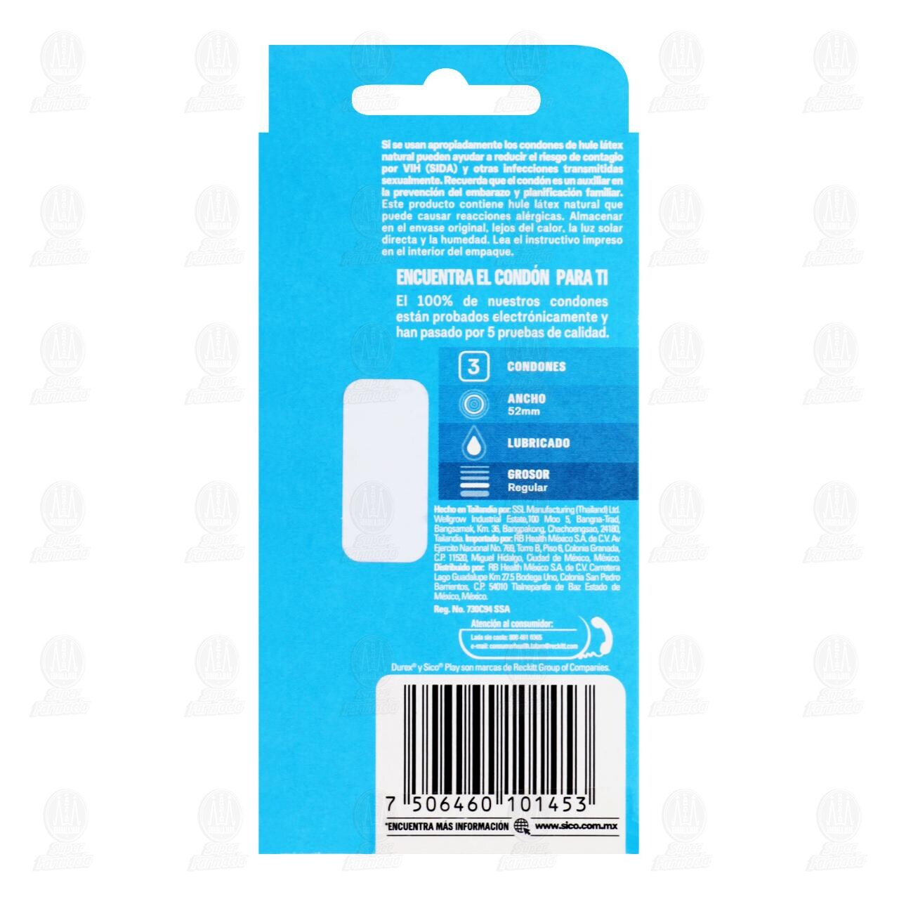 Sico Durex Play Cl&aacute;sico Amor, 3 Condones de L&aacute;tex. image number 1