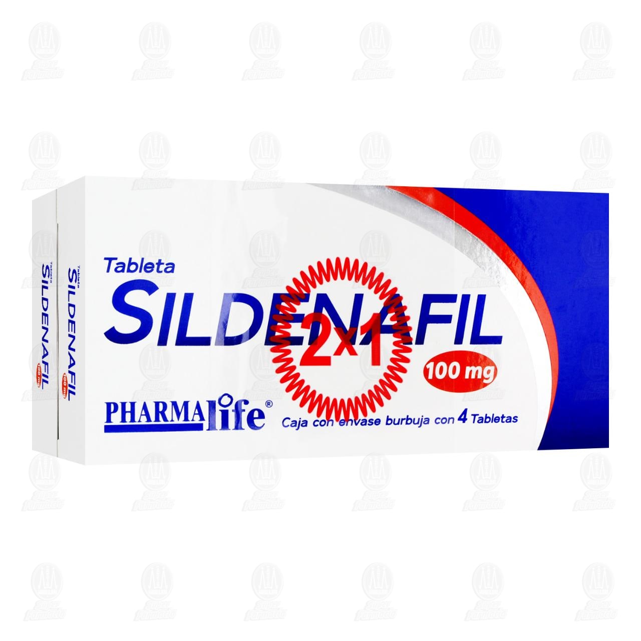 Imagen para Pack Sildenafil 100 mg, 2 Cajas con 4 Tabletas c/u Pharmalife.