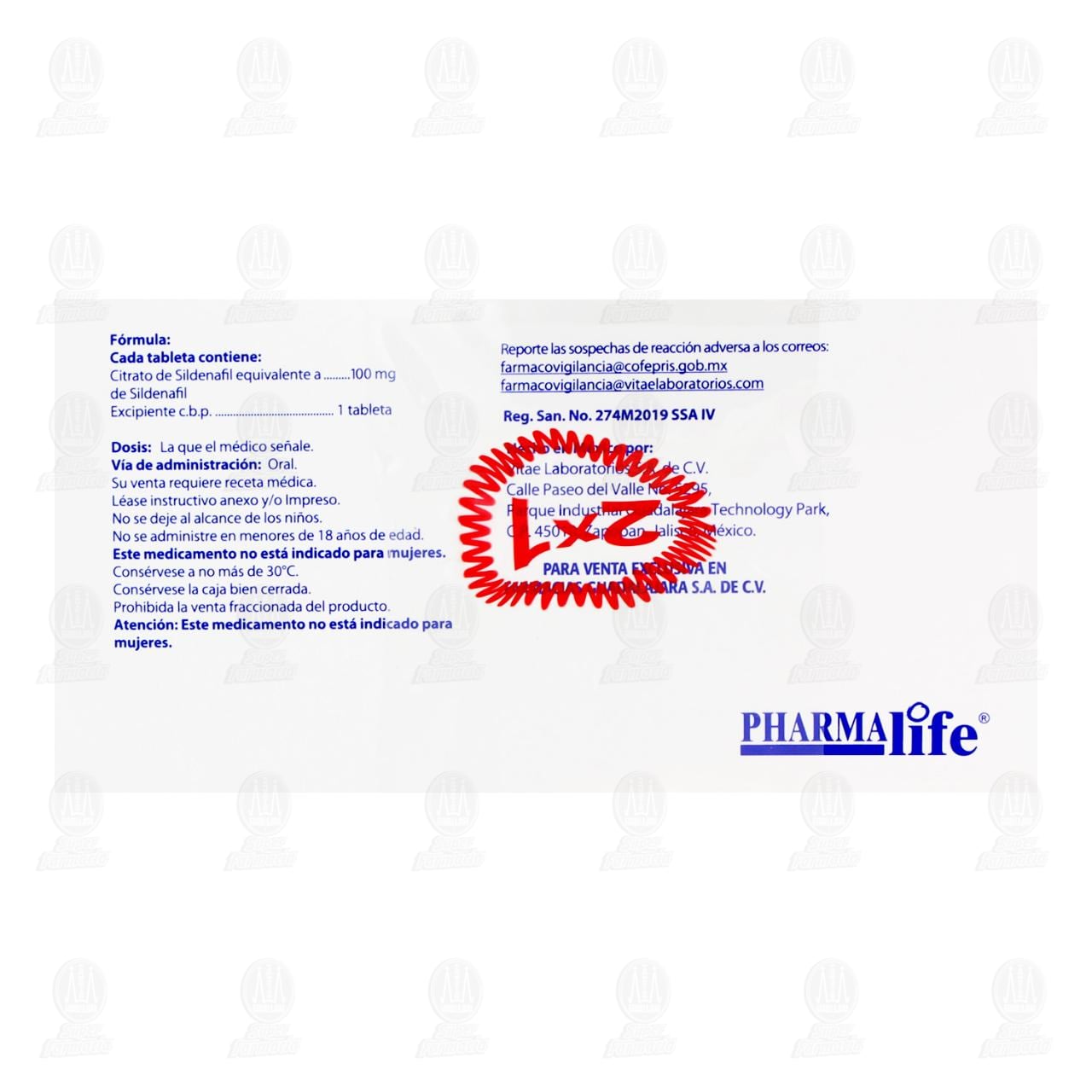 Pack Sildenafil 100 mg, 2 Cajas con 4 Tabletas c/u Pharmalife. image number 2