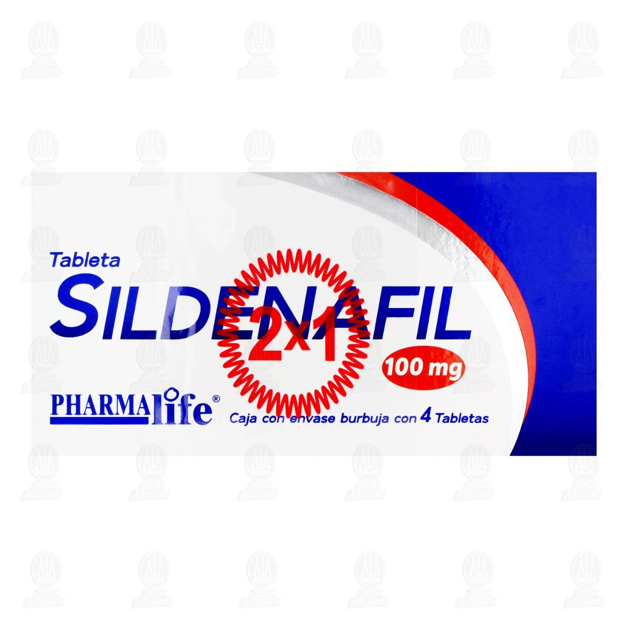 Pack Sildenafil 100 mg, 2 Cajas con 4 Tabletas c/u Pharmalife. image number 1