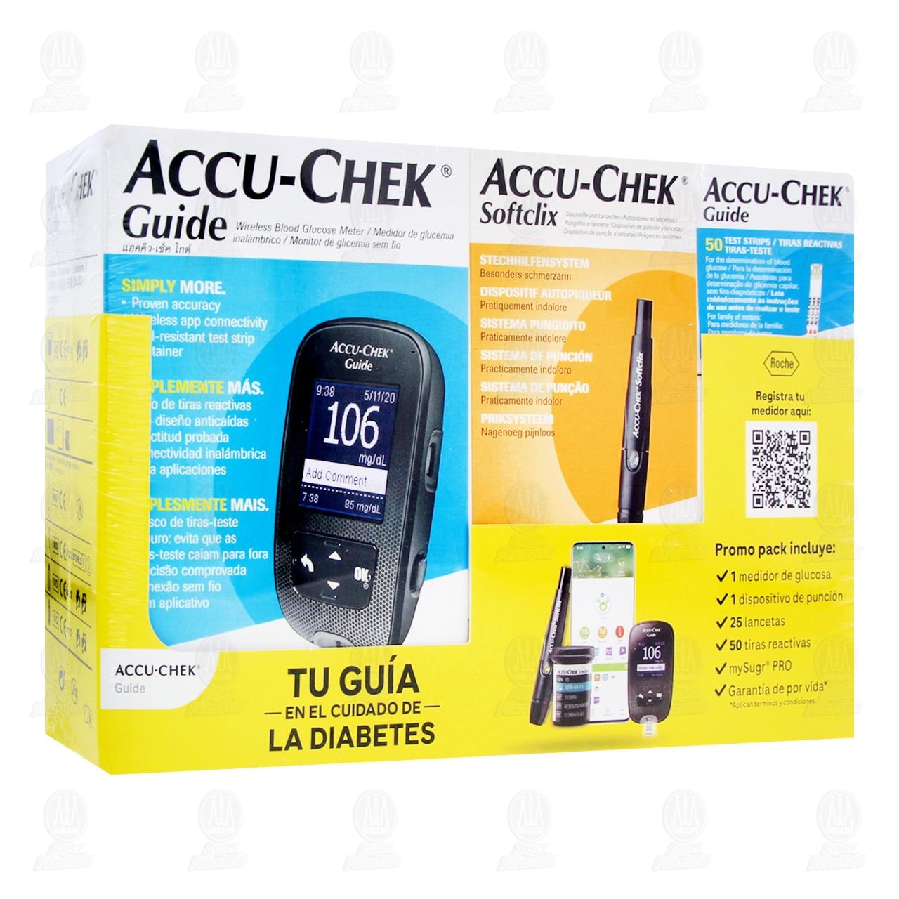 Imagen para Pack Tu Guía en el Cuidado de la Diabetes Accu-Chek Guide + Accu-Chek Softclix, 4 pzas.