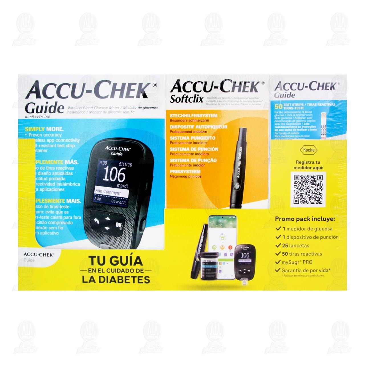 Pack Tu Gu&iacute;a en el Cuidado de la Diabetes Accu-Chek Guide + Accu-Chek Softclix, 4 pzas. image number 1