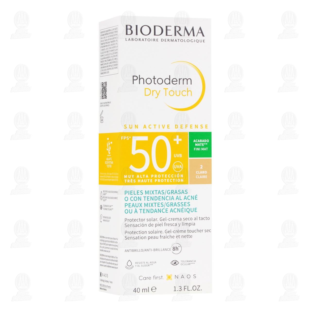 Imagen para Protector Solar Bioderma Photoderm Dry Touch FPS 50+ Tono 2 Claro, 40 ml.