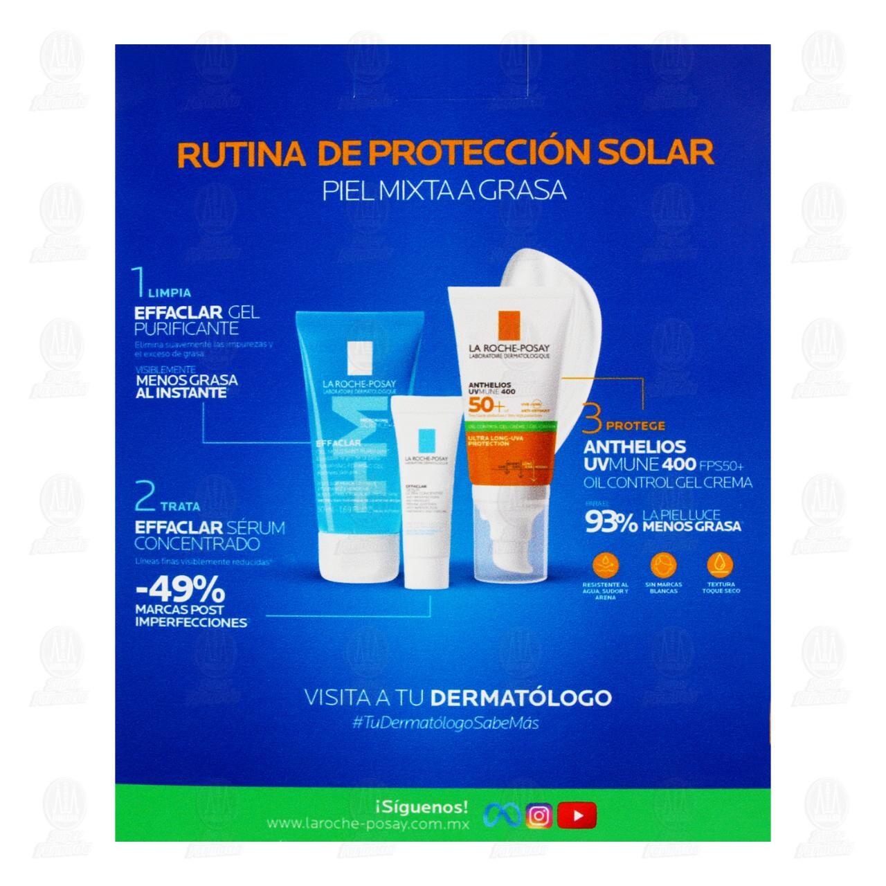 Pack La Roche Posay Rutina de Protecci&oacute;n Solar para Piel Mixta a Grasa + 2 Regalos, 3 pzas. image number 2