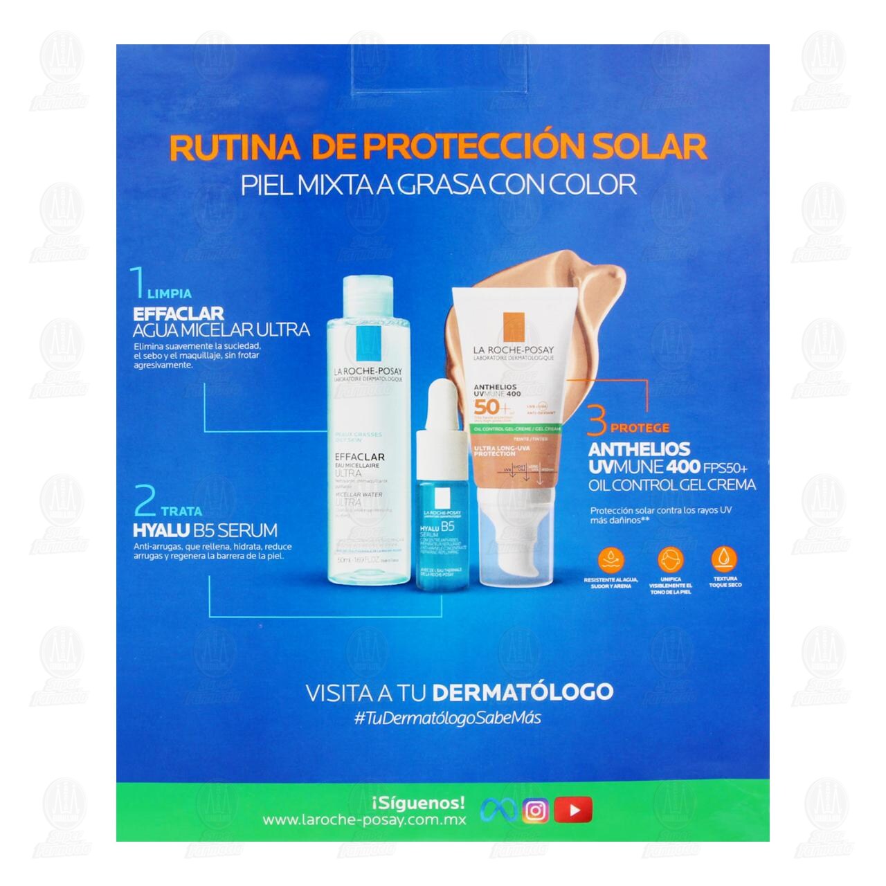Pack La Roche Posay Anthelios UVMune 400 Oil Control Gel Crema SPF 50+ con Color Pack, 3 pzas. image number 2