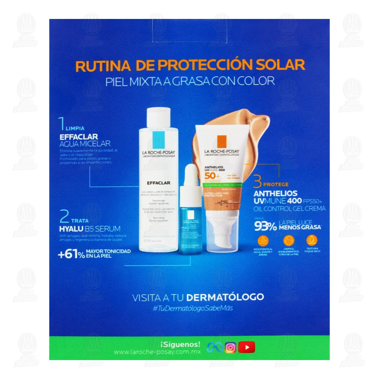 Pack La Roche Posay Anthelios UVMune 400 Oil Control Gel Crema SPF 50+ con Color Pack, 3 pzas. image number 2