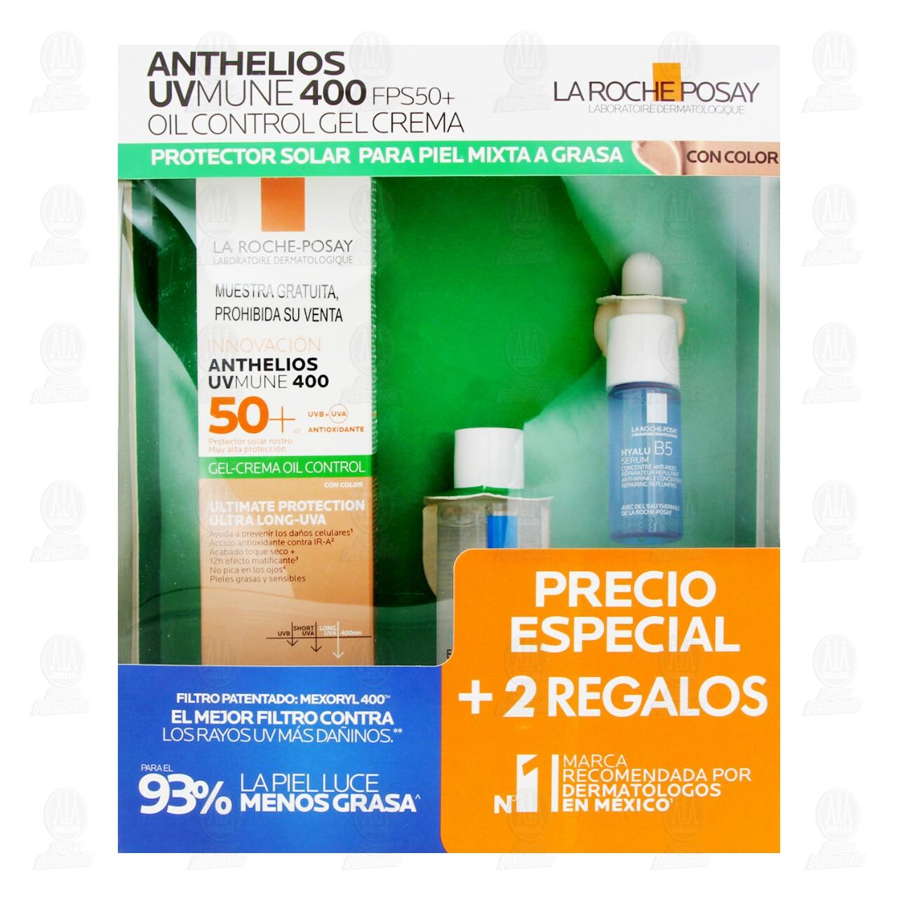 Pack La Roche Posay Anthelios UVMune 400 Oil Control Gel Crema SPF 50+ con Color Pack, 3 pzas. image number 1