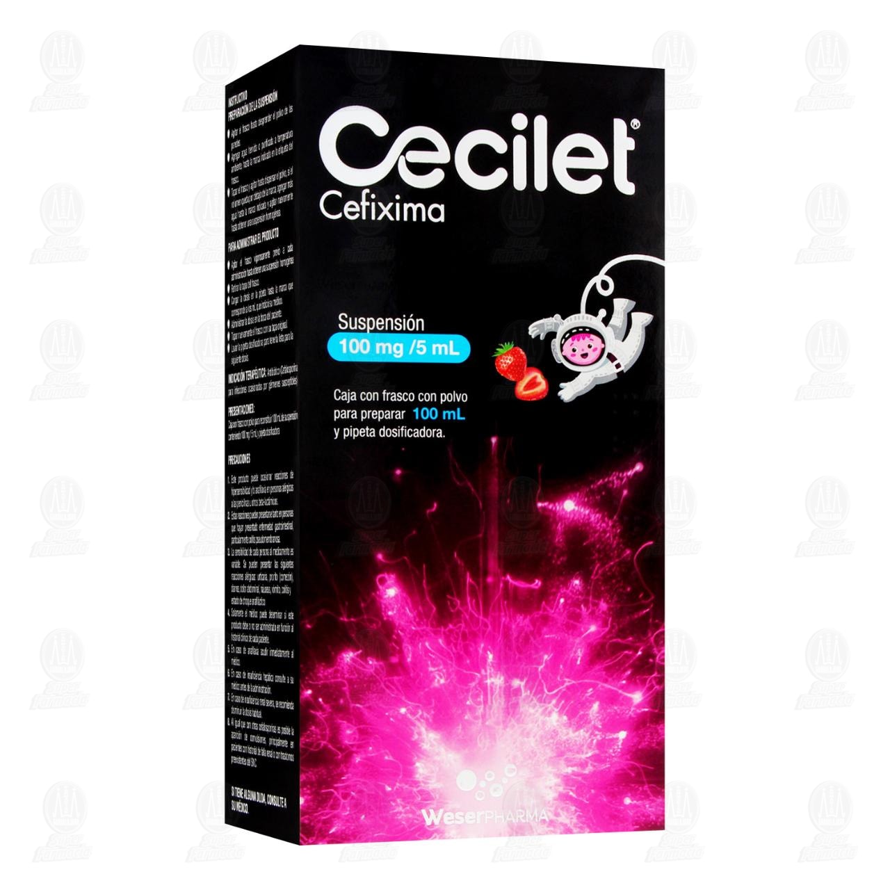 Imagen para Cecilet 100mg/5ml Suspensión Sabor Fresa, 100 ml.