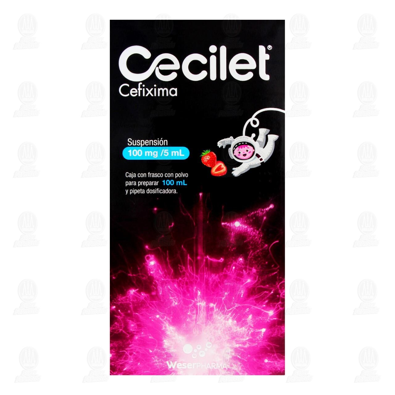 Cecilet 100mg/5ml Suspensi&oacute;n Sabor Fresa, 100 ml. image number 1