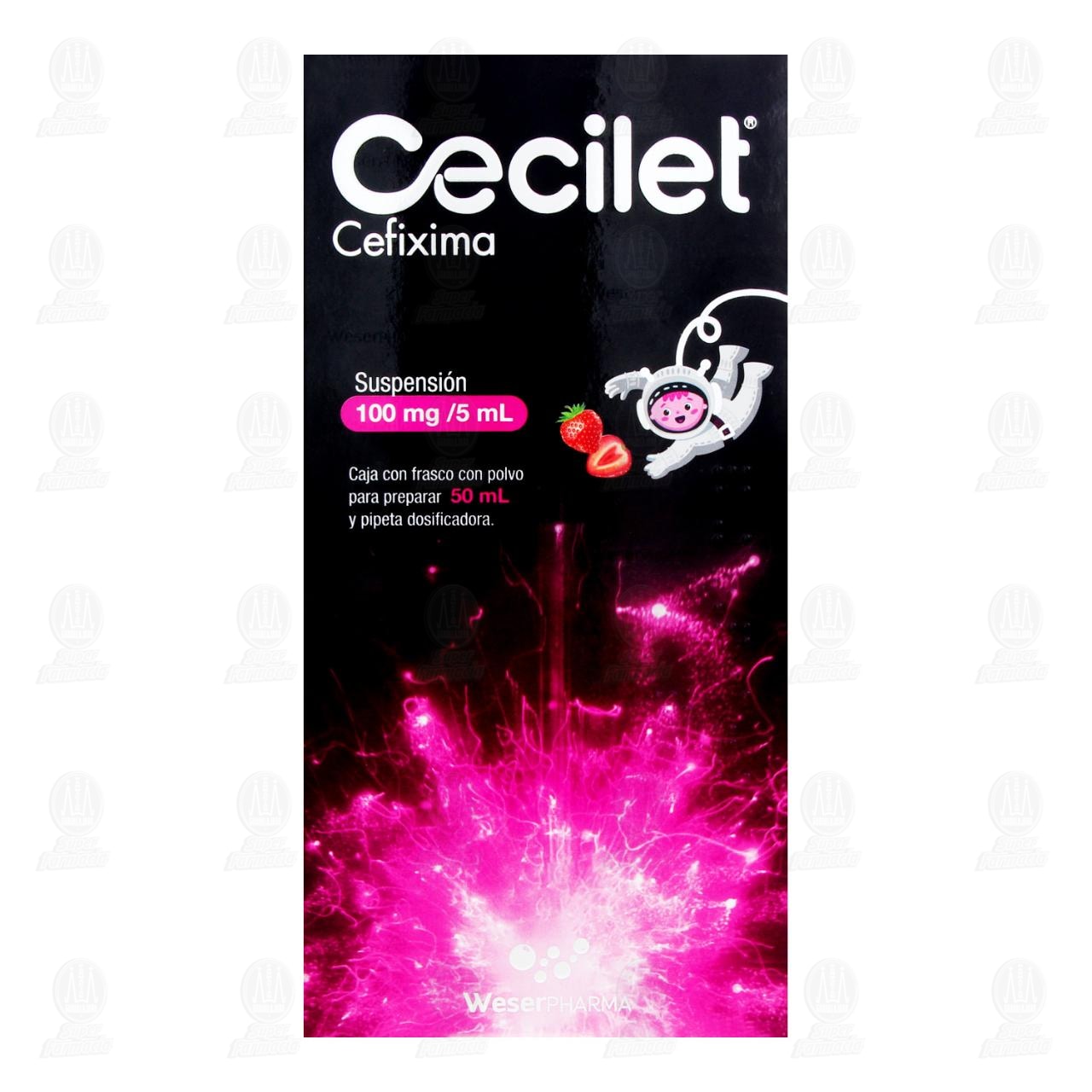 Cecilet 100mg/5ml Suspensi&oacute;n Sabor Fresa, 50 ml. image number 1