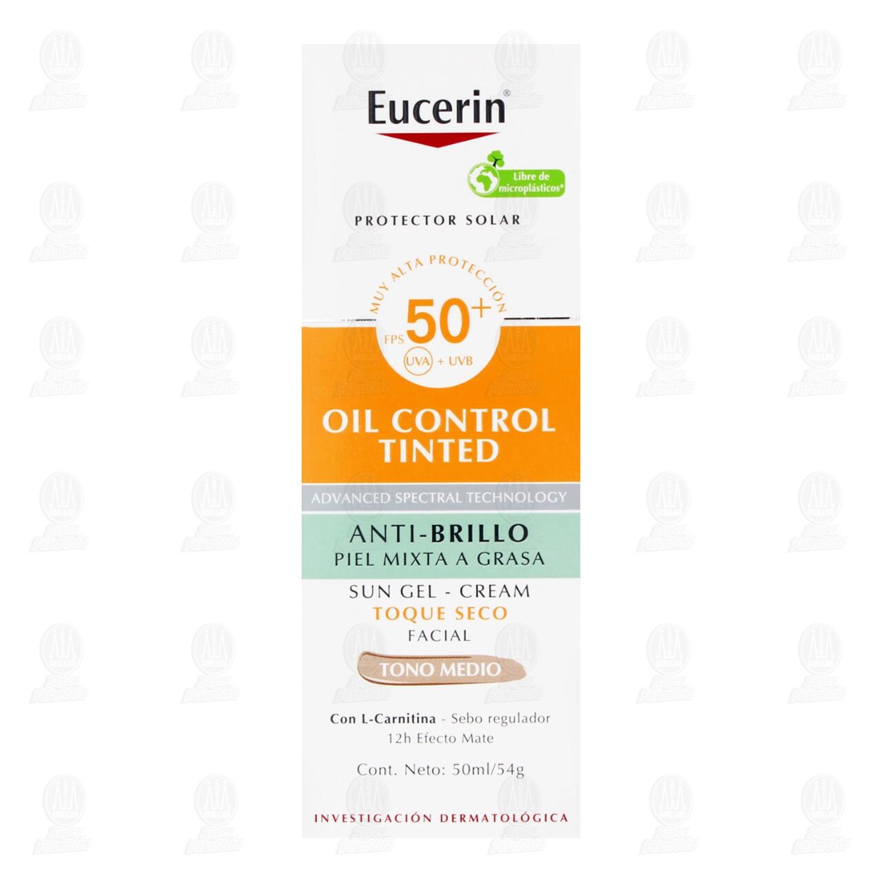 Eucerin Protector Solar Oil Control Tinted Piel Mixta a Grasa Tono Medio FPS50+, 50 ml. image number 1