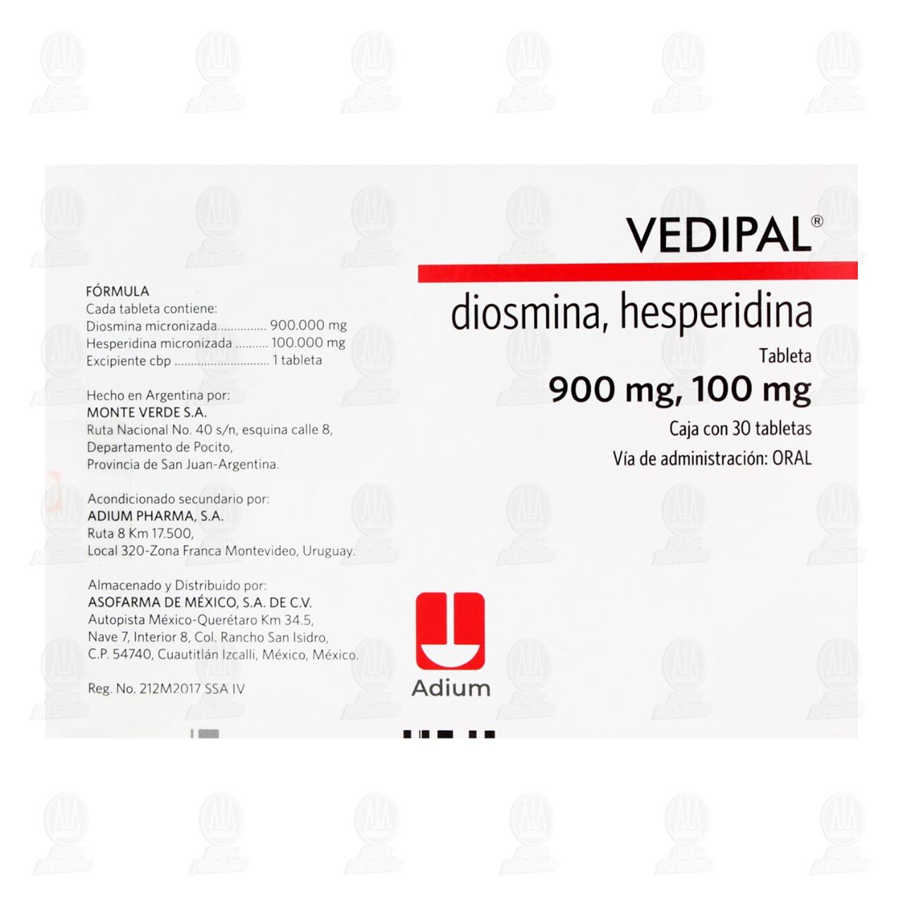 Vedipal 900mg/100mg, 30 Tabletas. image number 2