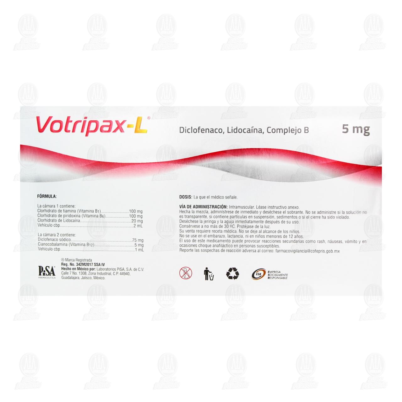 Votripax-L DC 5 mg Soluci&oacute;n Inyectable, 3 Jeringas Prellenadas de Doble C&aacute;mara de 3 ml. image number 2