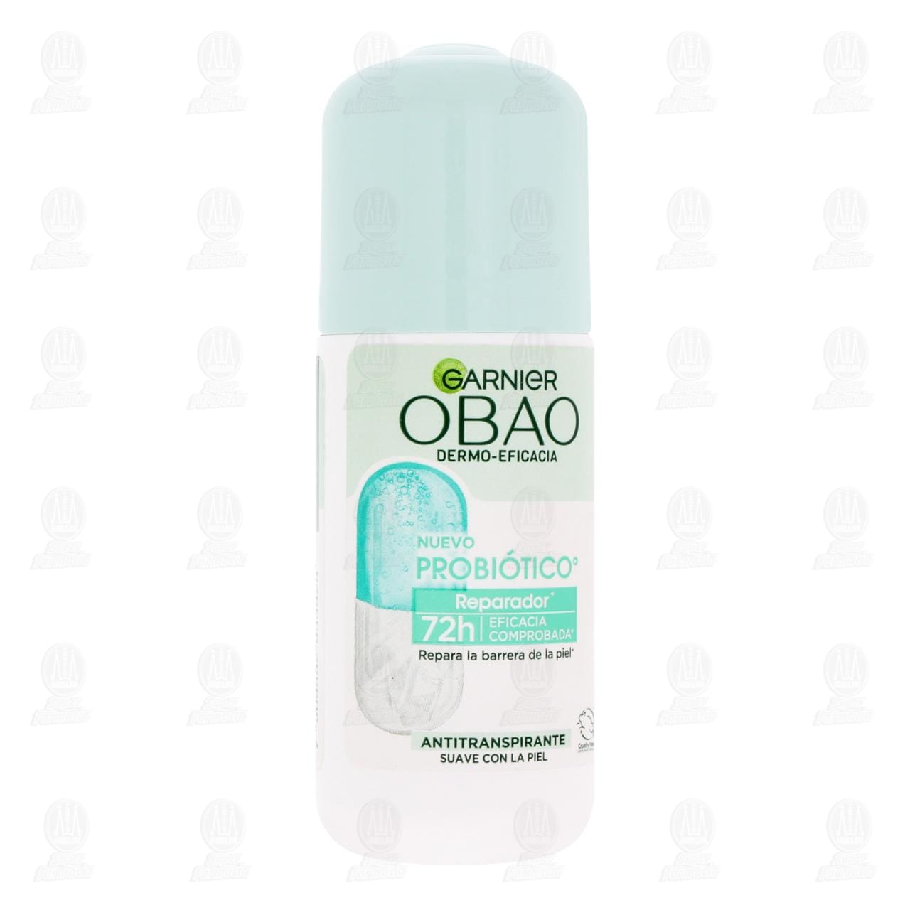 Antitranspirante Garnier Obao Dermo-Eficacia Probi&oacute;tico Reparador en Roll-On, 65 gr.