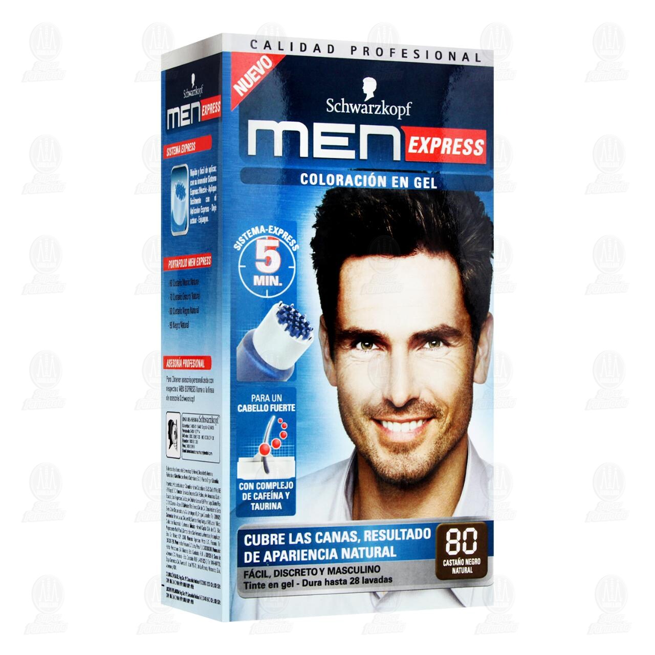 Tinte en Gel Schwarzkopf Men Express Color Casta&ntilde;o Negro Natural 80, 1 pz. image number 0