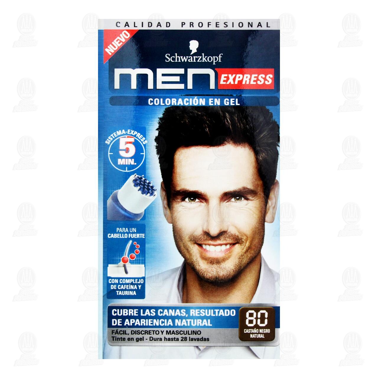Tinte en Gel Schwarzkopf Men Express Color Casta&ntilde;o Negro Natural 80, 1 pz. image number 1