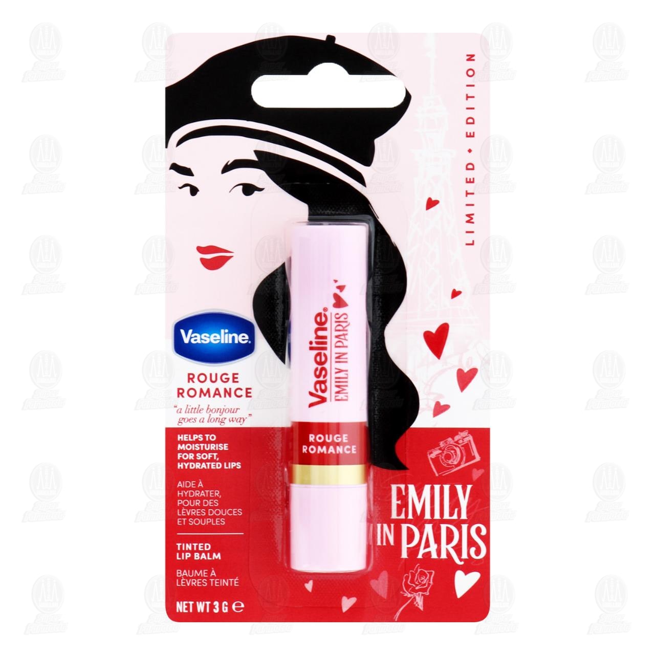 Imagen para Bálsamo Labial Vaseline Rouge Romance con Color Edición Emily in Paris, 3 gr.