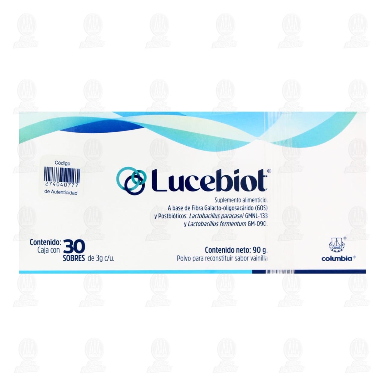 Lucebiot Sabor Vainilla en Polvo, 30 Sobres de 3 gr c/u. image number 1