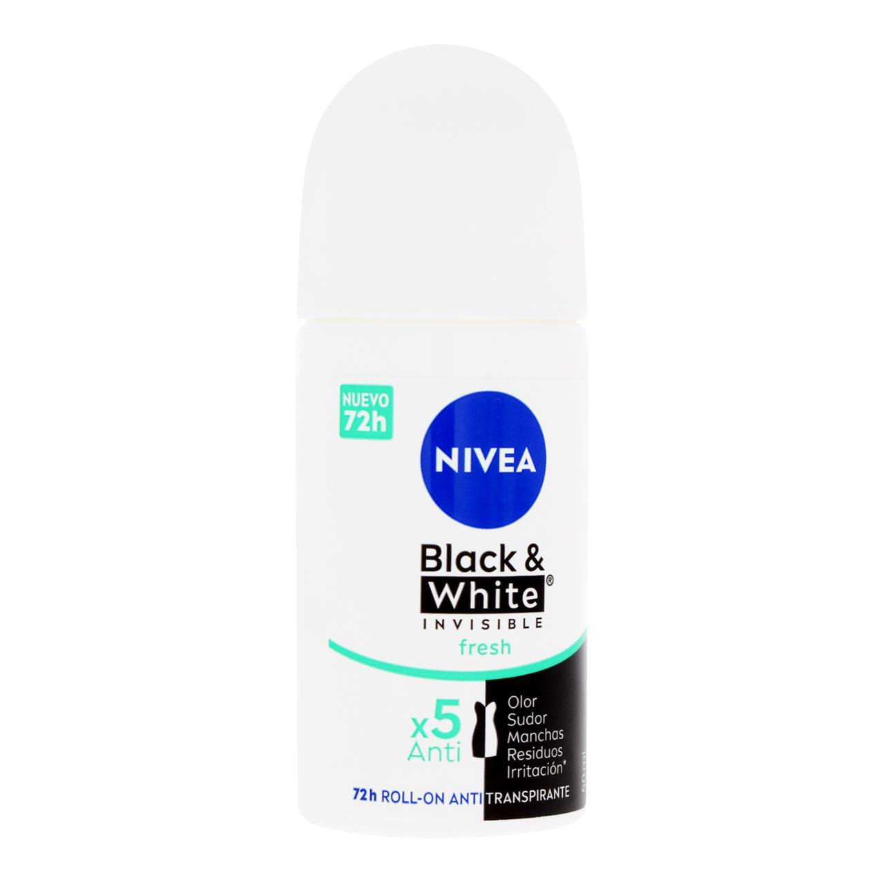 Nivea Desodorante Antitranspirante Black & White Invisible Fresh Roll On, 50 ml. image number 0