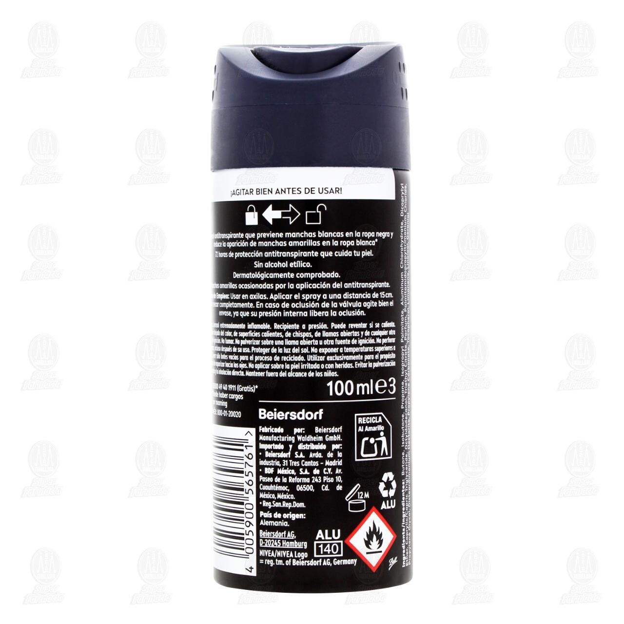 Nivea Men Antitranspirante Black & White Invisible Original en Aerosol, 100 ml. image number 2
