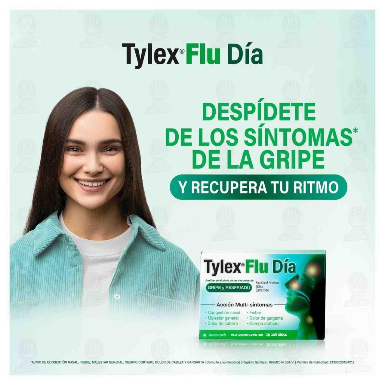Tylex Flu D&iacute;a 500mg/5mg, 12 Tabletas. image number 3
