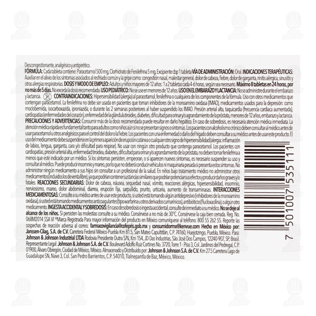 Tylex Flu D&iacute;a 500mg/5mg, 12 Tabletas. image number 2