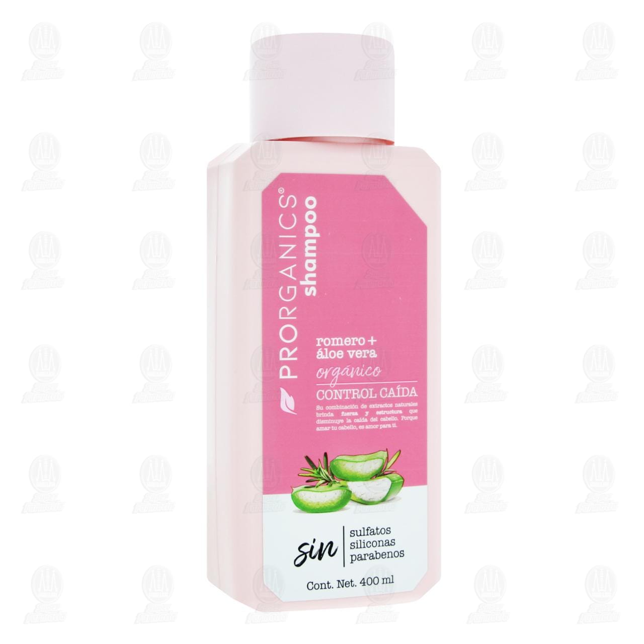 Shampoo Prorganics Control Ca&iacute;da Romero + &Aacute;loe Vera, 400 ml.