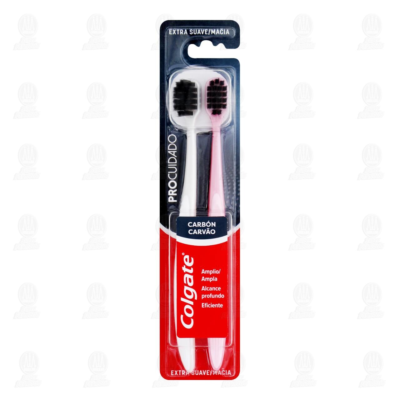 Cepillo de Dientes Colgate Carb&oacute;n Pro Cuidado Extra Suave, 2 pzas.