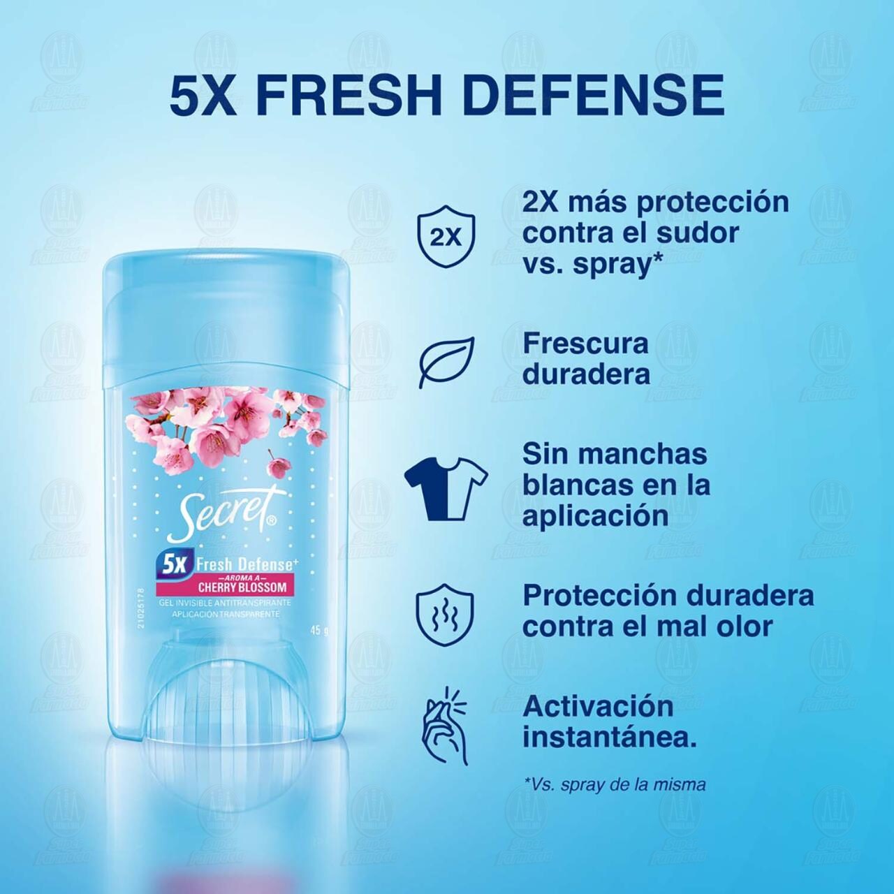 Antitranspirante Secret Fresh Defense Aroma Cherry Blossom en Gel, 45 gr. image number 2