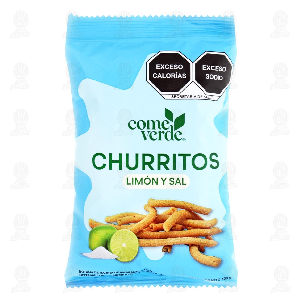 Imagen para Botana Churritos Come Verde Limón y Sal, 100 gr.