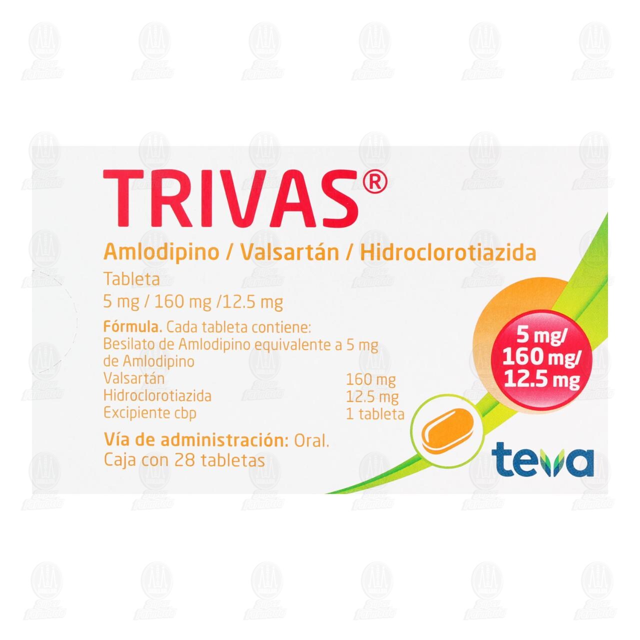 Trivas 5mg/160mg/12.5mg, 28 Tabletas. image number 2