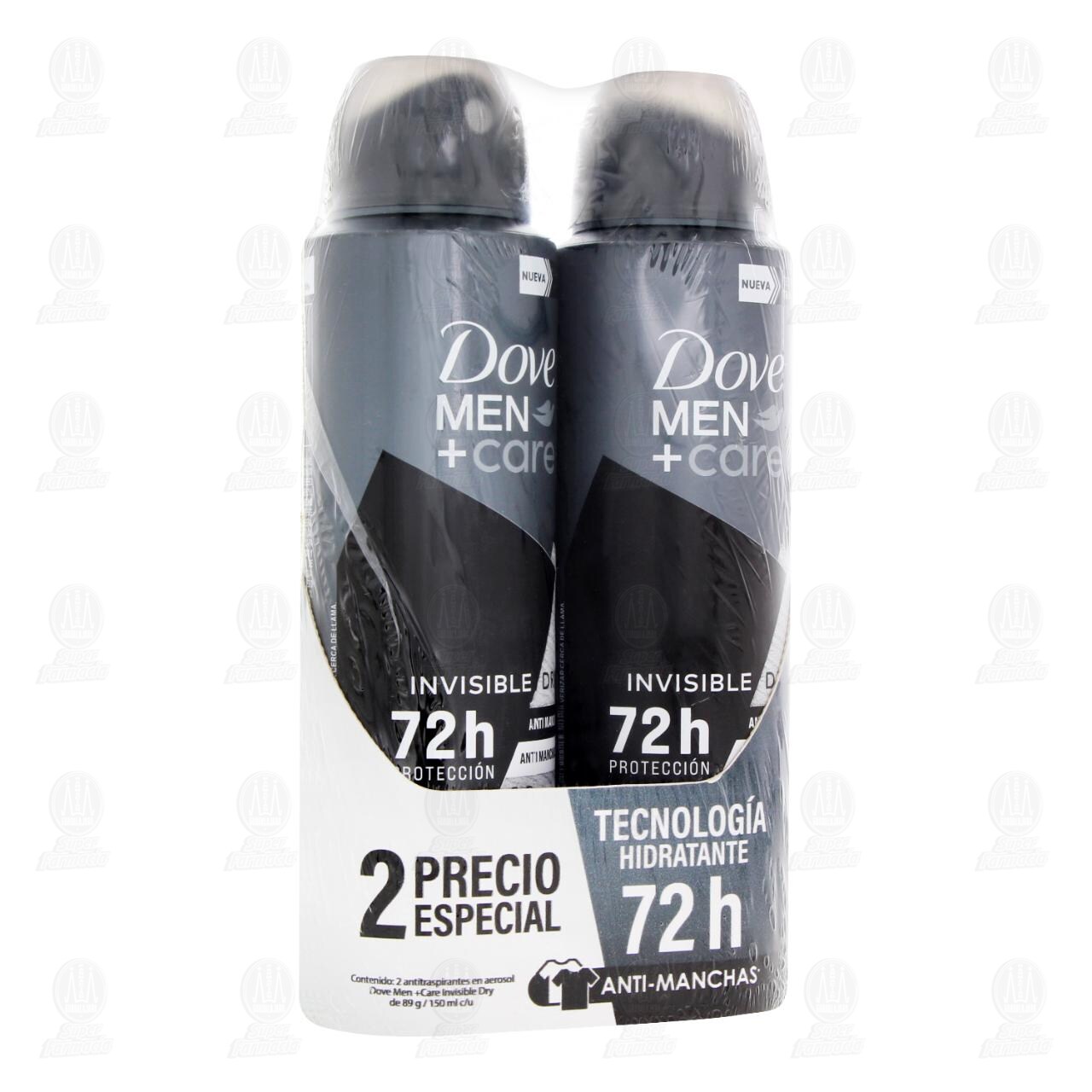 Pack Antitranspirante Dove Men +Care Invisible Dry en Aerosol, 2 pzas de 150 ml c/u. image number 0