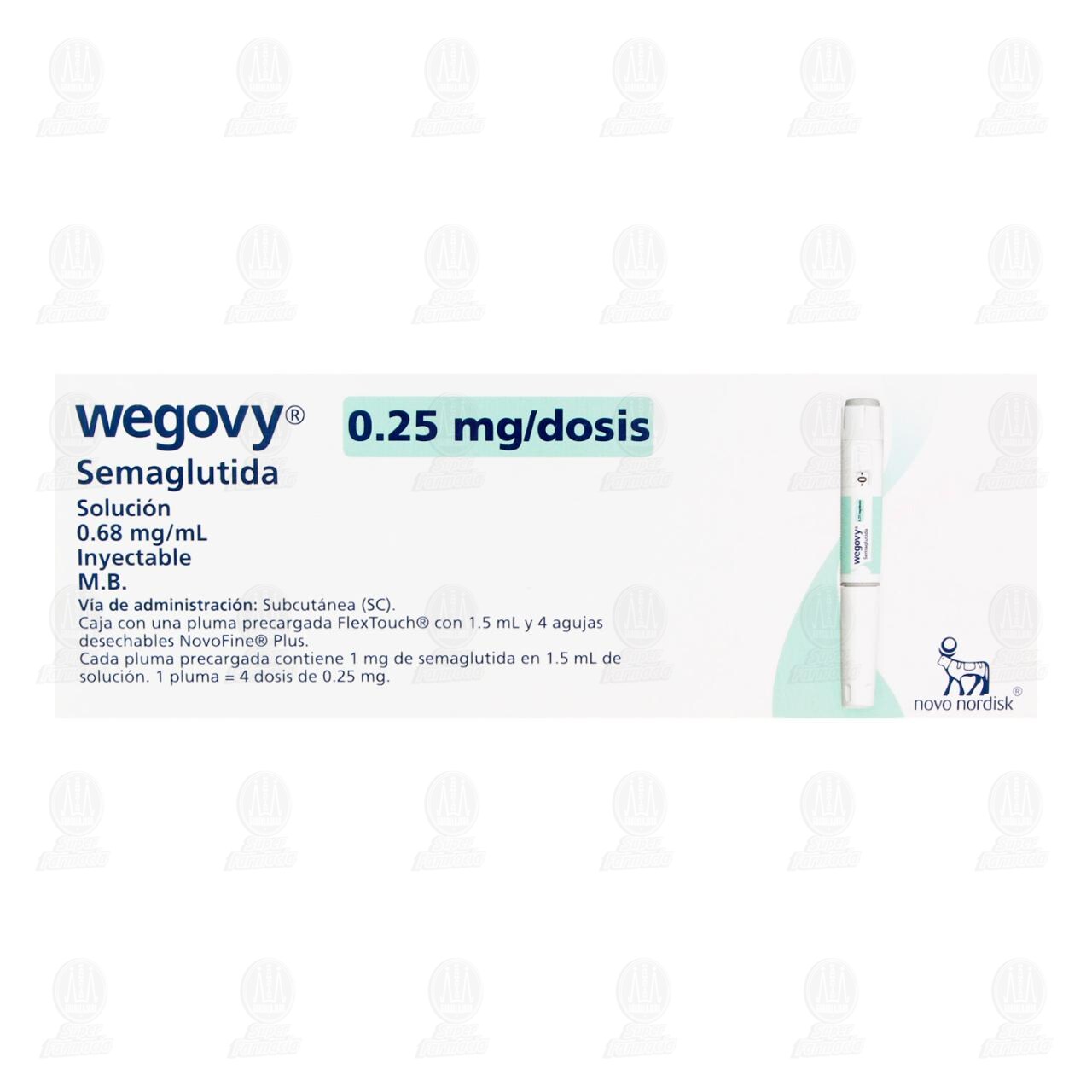 Wegovy 0.25 mg/Dosis 0.68mg/ml Soluci&oacute;n Inyectable, 1 Pluma Precargada.