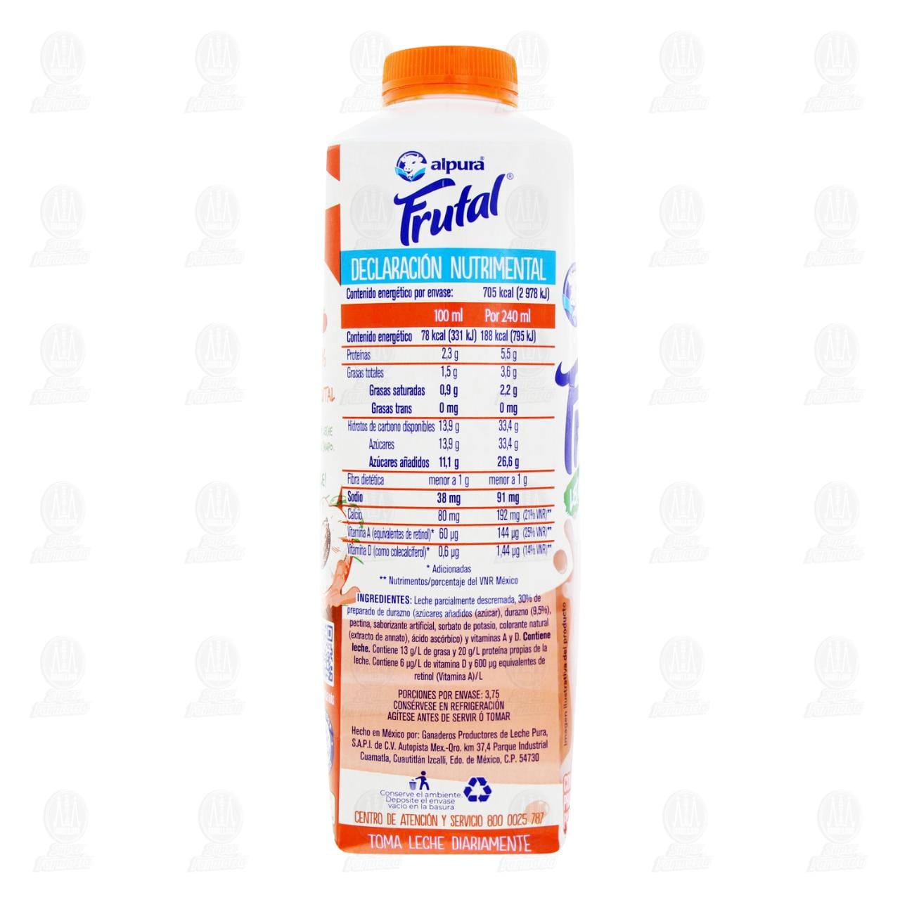 Leche Alpura Frutal + Durazno, 900 ml. image number 2