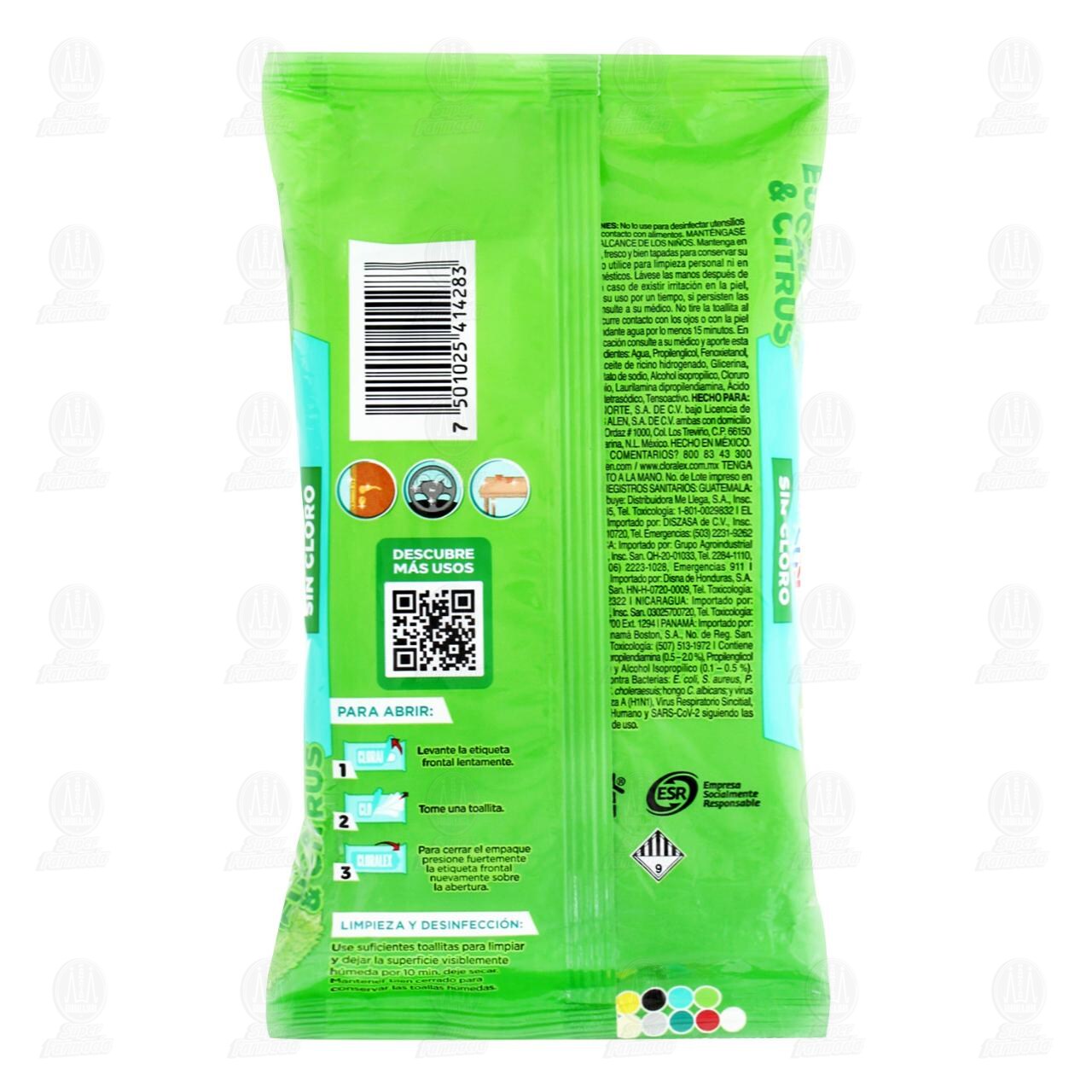 Toallitas Desinfectantes Cloralex Plus Eucalipto & Citrus, 48 pzas. image number 1