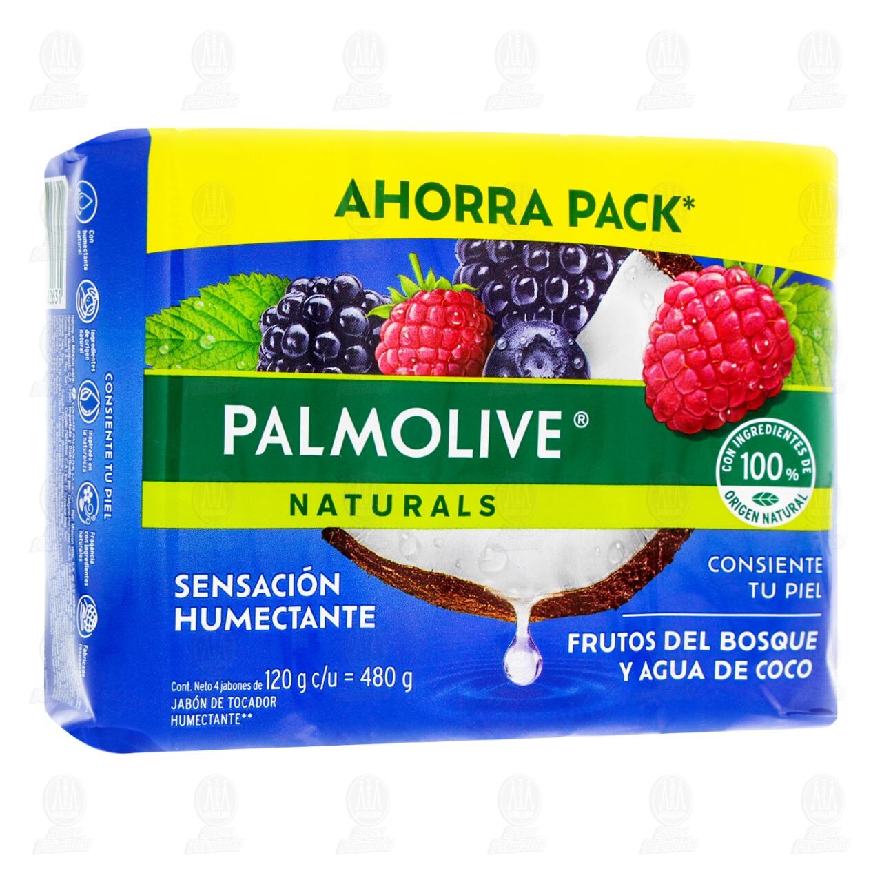 Pack Jab&oacute;n de Tocador Palmolive Naturals Frutos del Bosque y Agua de Coco Ahorra Pack, 4 pzas de 120 gr c/u. image number 0